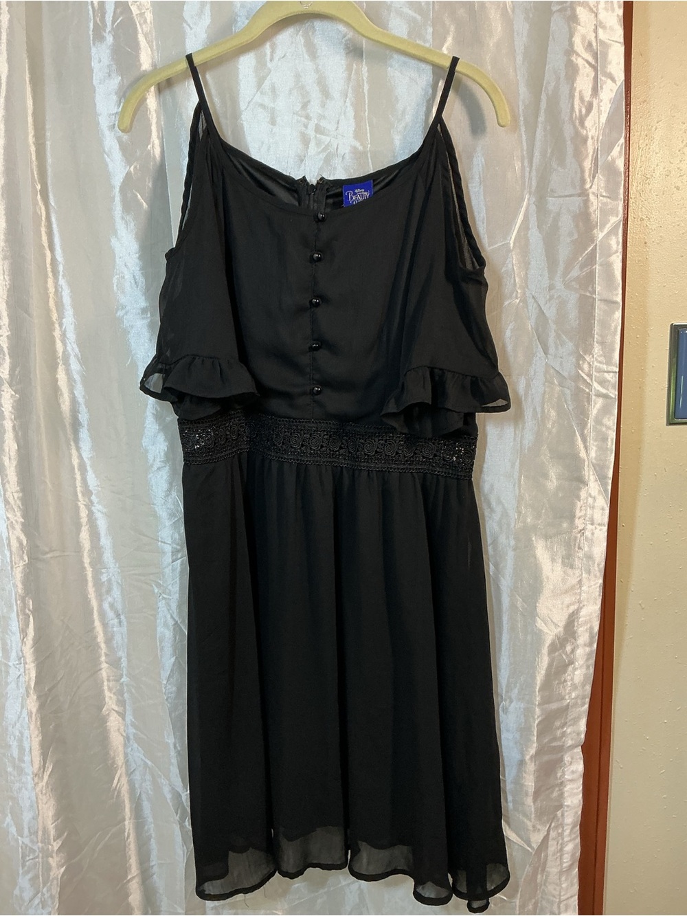 Disney Black Ruffle-Trim Midi Dress